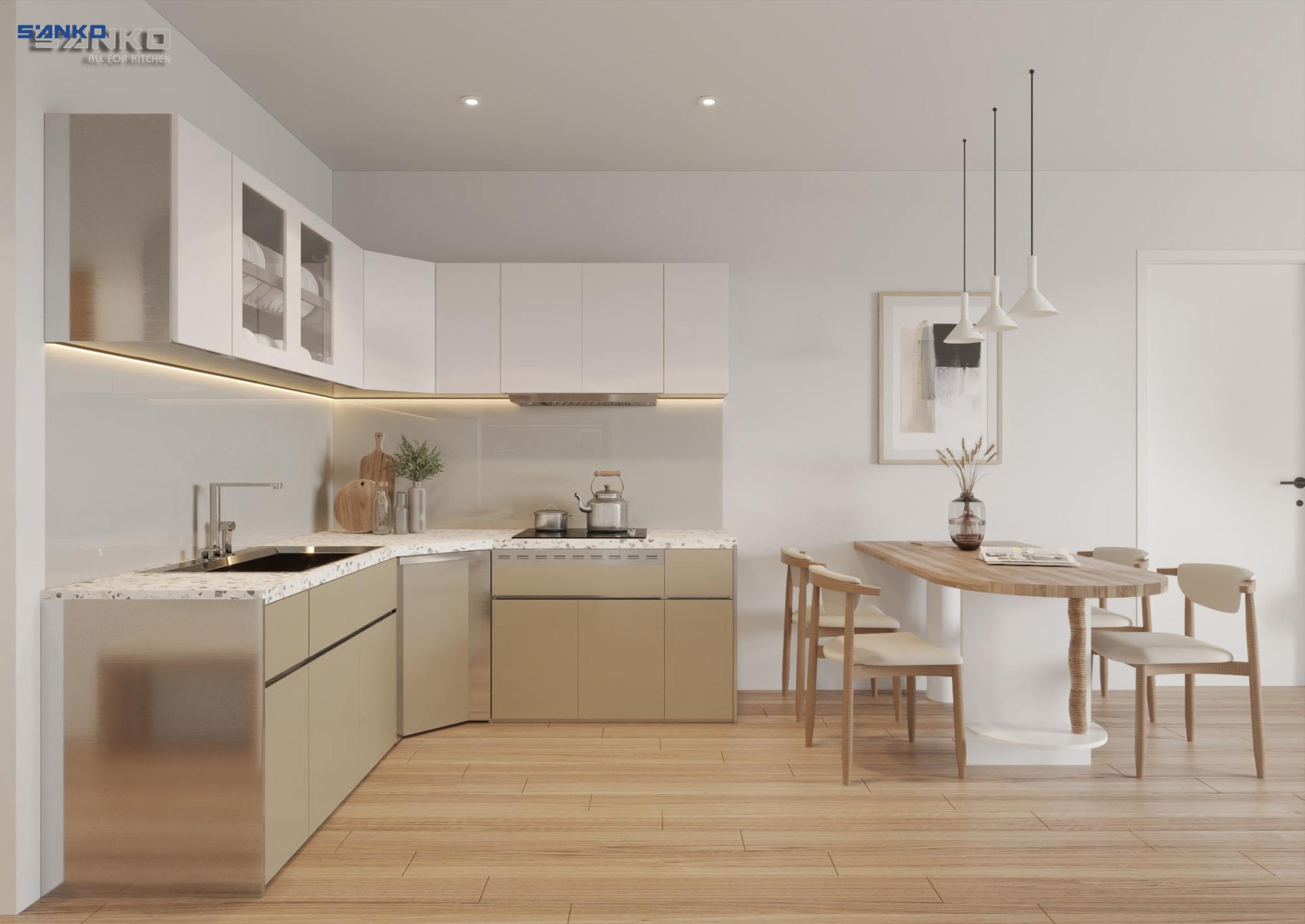 Tủ bếp inox cánh Acrylic