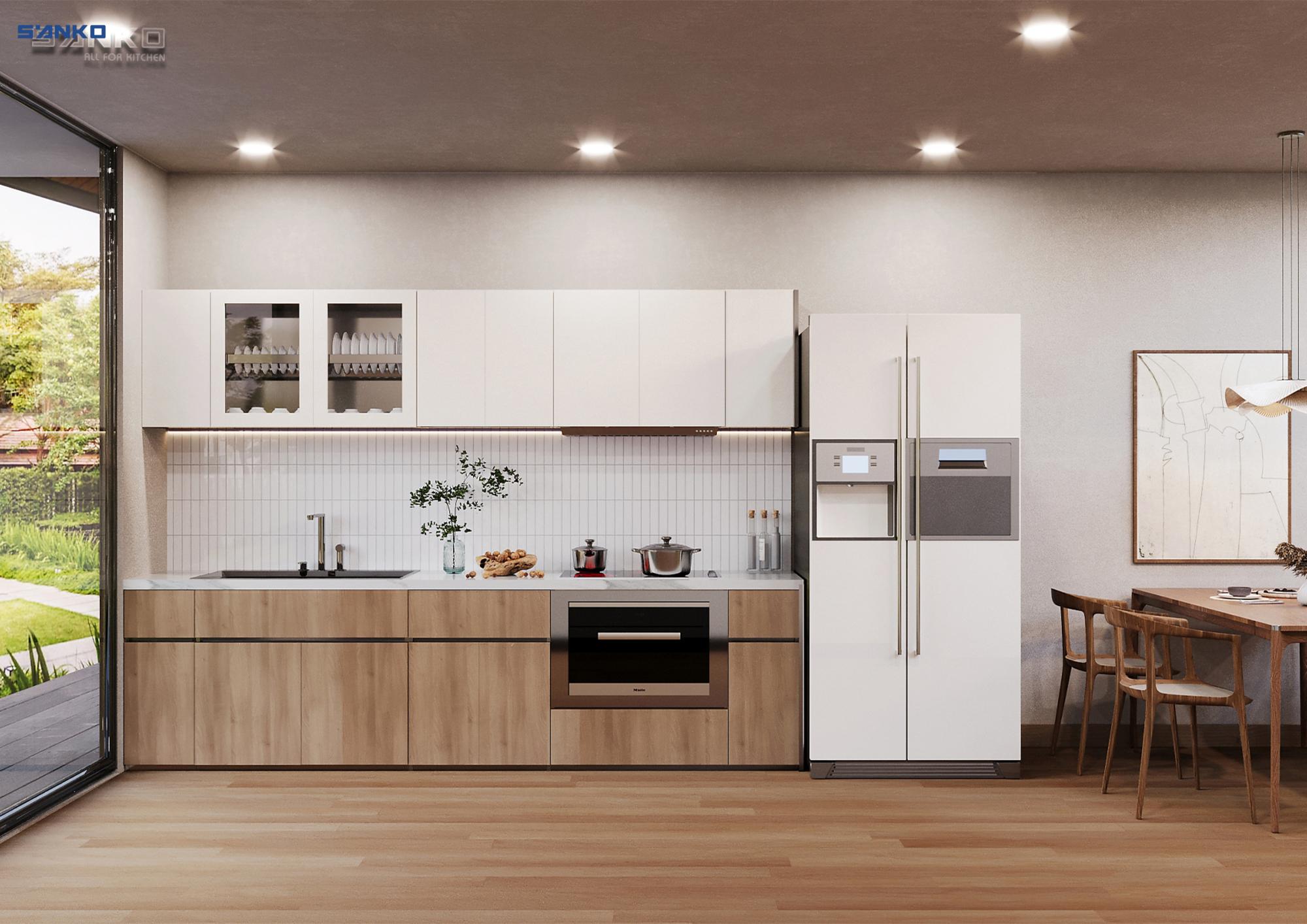 Tủ bếp inox cánh Acrylic