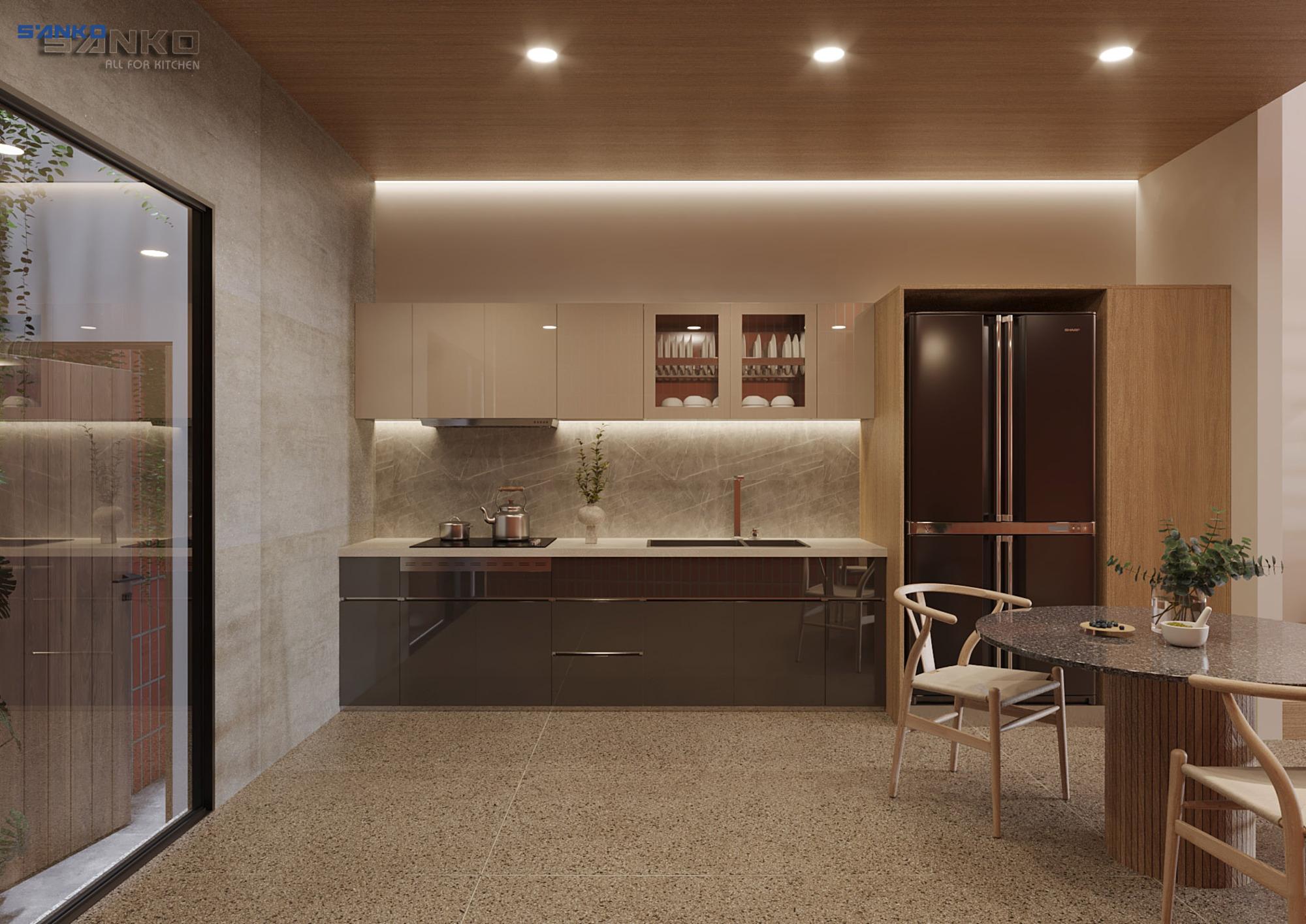 Tủ bếp inox cánh Acrylic