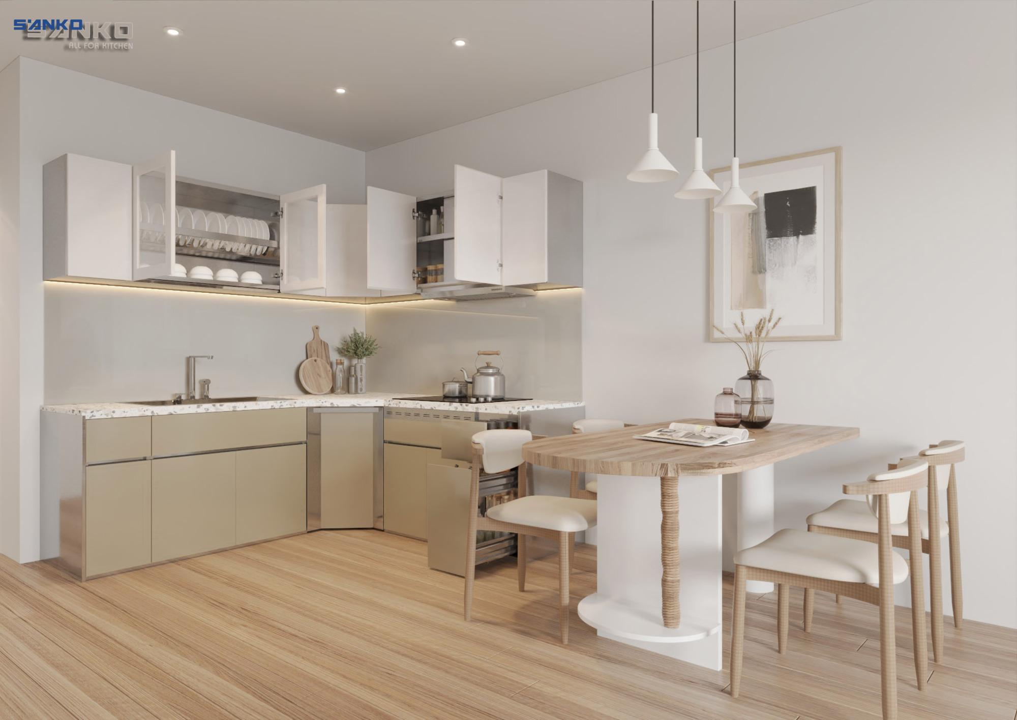 Tủ bếp inox cánh Acrylic