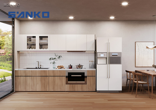 Tủ bếp inox cánh gỗ giá bao nhiêu?