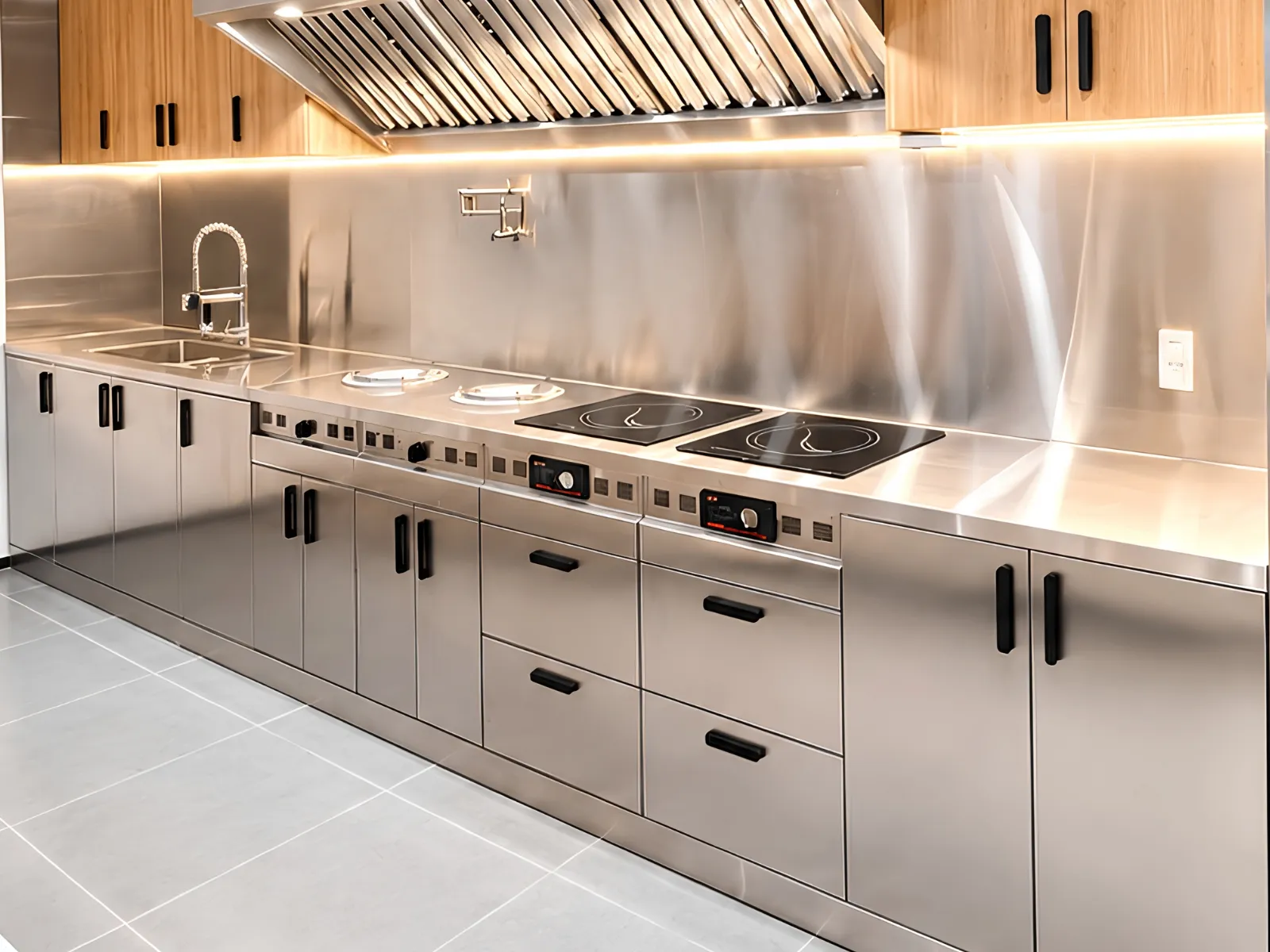 Công Trình Tủ Bếp Inox Cánh Inox Chữ I – Công ty TNHH HUYNCHI