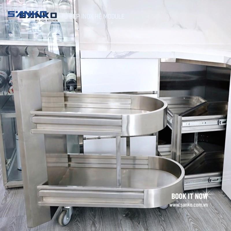 Xu Hướng Mẫu Tủ Bếp Góc Đẹp Hiện Đại Với Tủ Bếp Inox Hệ Module Sanko