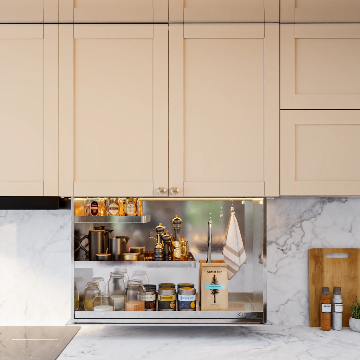 P901TE – Tủ gia vị nâng hạ điện