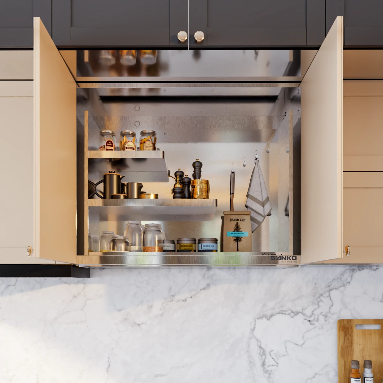 P901TE – Tủ gia vị nâng hạ điện