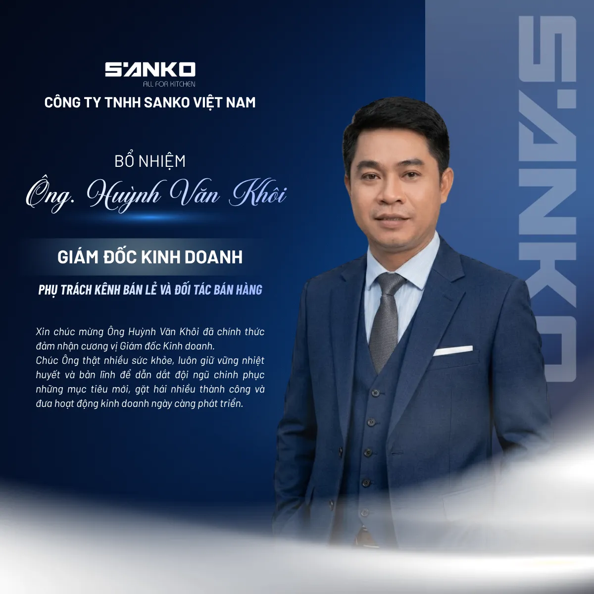 SANKO BỔ NHIỆM TÂN GIÁM ĐỐC KINH DOANH
